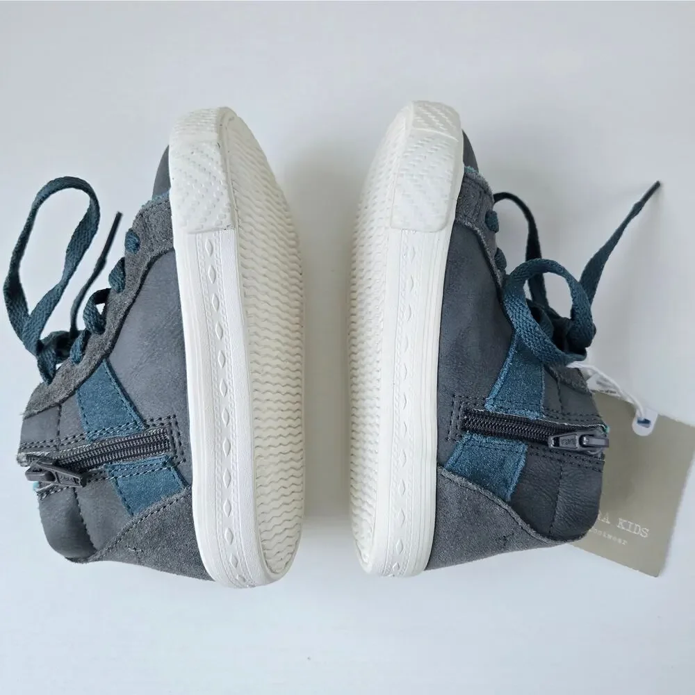 Zara Kids NEW Toddler High Top Sneaker Shoes Grey Lace Zip US 6.5 EU 23 Boy Girl